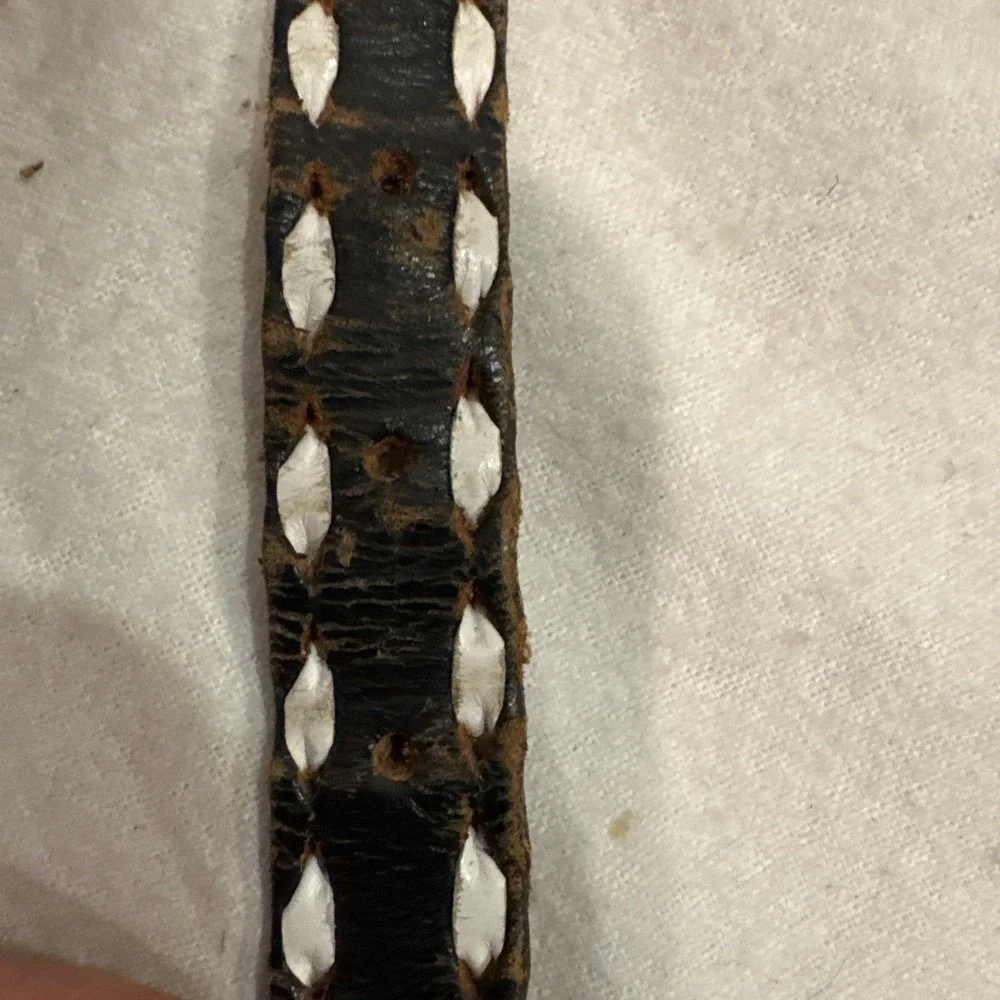Tony Lama Silver/Black White Concho Belt Western Cross X‎ 32
